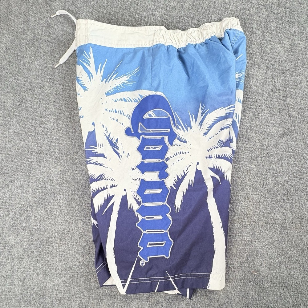 Corona Swim Trunks Mens M Board‎ Shorts Palm Tree Blue Tropical Coastal Beach
